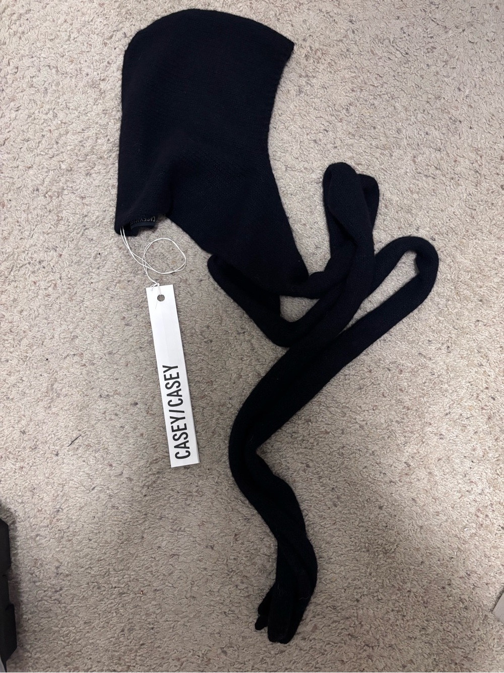 Casey/Casey Black Knit Hooded Scarf